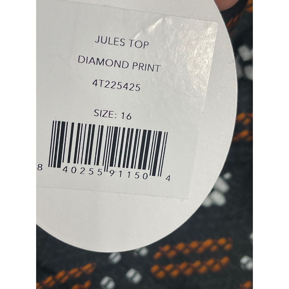 Autumn‎ Adeigbo Jules Top Diamond Print Ruffle Sleeve Crop Top Size 16 NWT - Picture 8 of 13